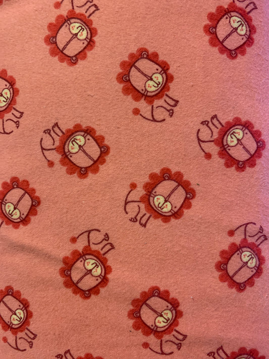 Flannel 2576- pink with lions