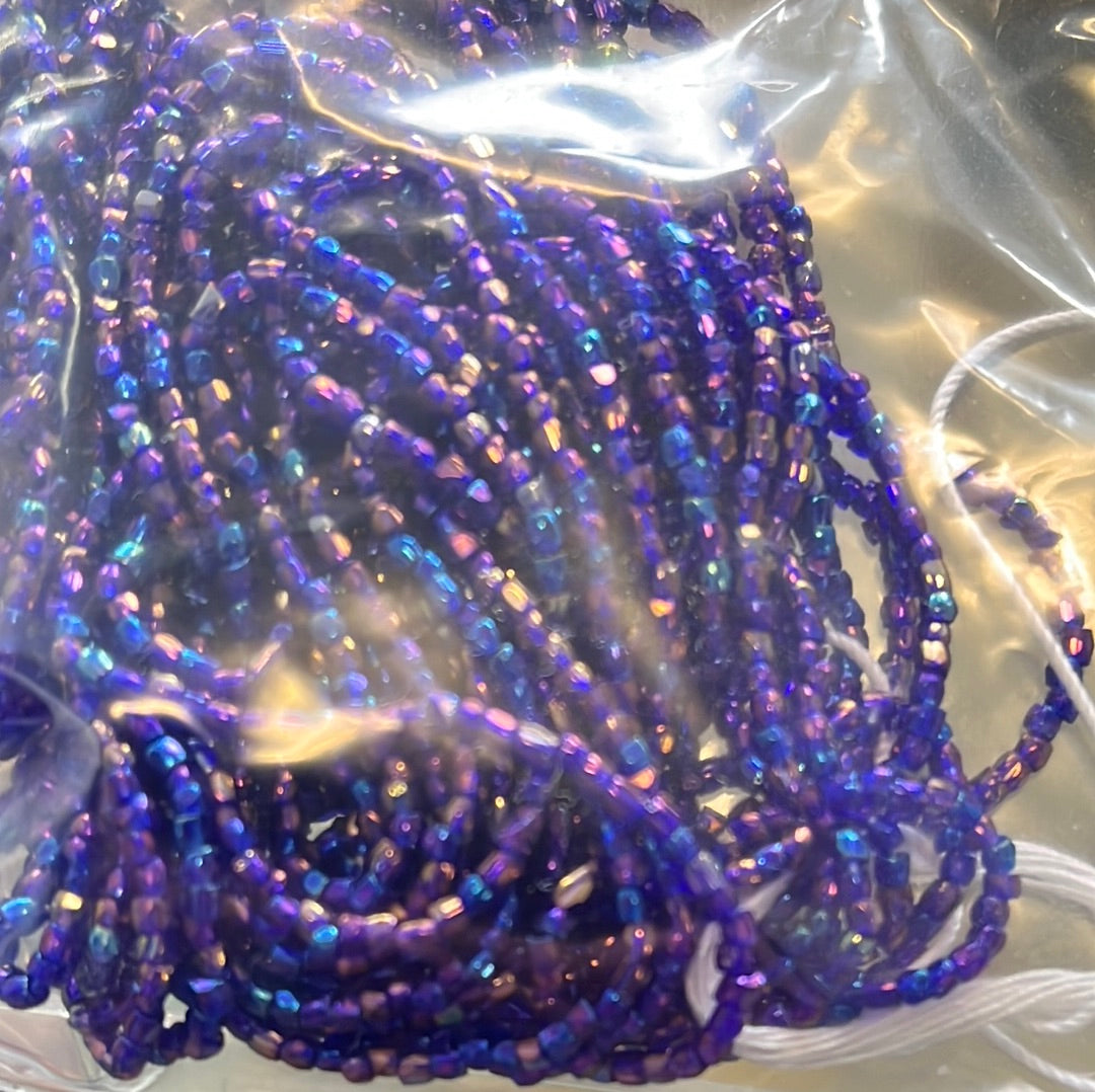 Czech seed bead 3 cut 12/0 transparent navy blue iris strung  .016Kkg $17.95